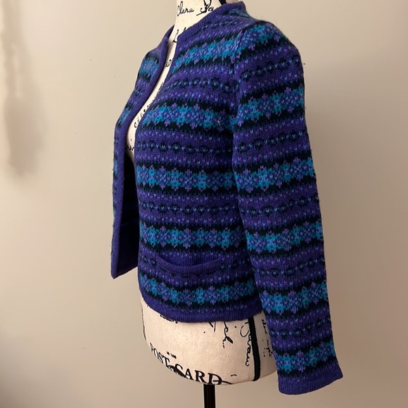 Braemar International Vintage Scottish Shetland 100% Wool Cardigan - XS - Picture 3 of 10